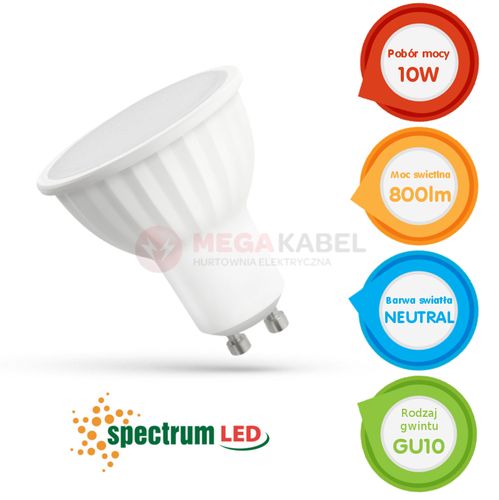 Żarówka LED GU10 10W 230V neutralna NW WOJ13258 SPECTRUM na Arena.pl