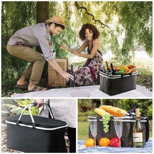 KOSZ CZARNY KOSZYK PIKNIKOWY SKŁADANY TERMICZNY + 2 WKŁADY CHŁODZĄCE na Arena.pl