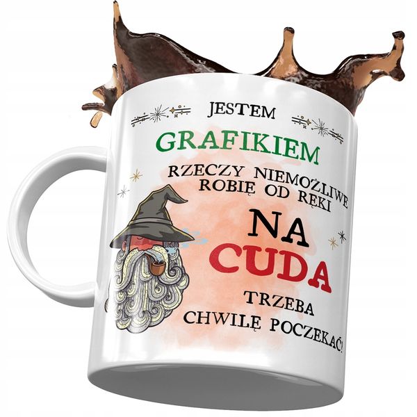 Kubek Dla Grafika Na Cuda Trzeba Chwilę Poczekać Z Nadrukiem Ze Zdjęciem zdjęcie 1