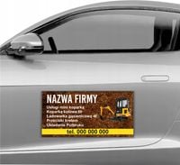 MAGNES NA SAMOCHÓD MAGNETYCZNA REKLAMA 60X30 cm USŁUGI KOPARKĄ NAZWA FIRMY