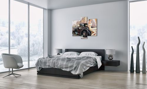 Obraz Na Płótnie - Retro Auto Dama  - 95X80 Cm - Cb95X80-3467 na Arena.pl