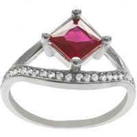 SREBRNY PIERŚCIONEK Z RUBINEM I CYRKONIAMI SREBRO PRÓBY 925