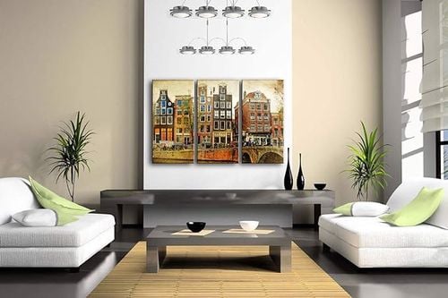 3 Panelowy obraz płótno kamienice Amsterdam na Arena.pl
