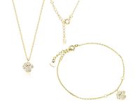 POZŁACANY SREBRNY KOMPLET CELEBRYTKA PSIE KOCIE ŁAPY ŁAPKI BIAŁE CYRKONIE