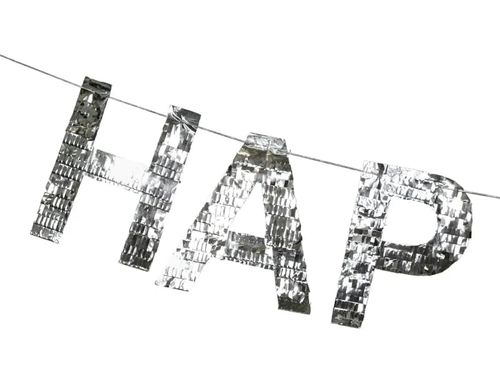 Baner Happy Birthday srebrny, 220 cm na Arena.pl