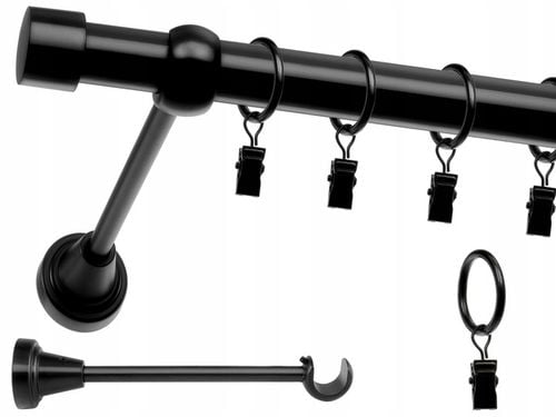 KARNISZ POJEDYNCZY 180 cm - fi 19 mm SIMPLE KARNISZE KÓŁKA METAL CZARNY na Arena.pl