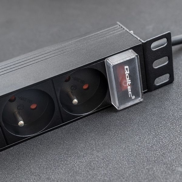 Qoltec Aluminiowa Listwa zasilająca PDU do RACK 10''1U 16A 4xFRENCH zdjęcie 7