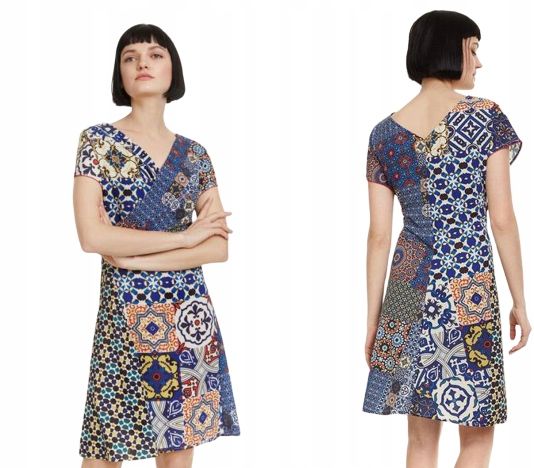 DESIGUAL WZORZYSTA KOLOROWA SUKIENKA (40) zdjęcie 1