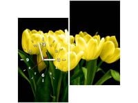 60X60CM ZEGAR ŻÓŁTE TULIPANY- MARK FREETH OBRAZ DREWNO ŚCIAN KWADRAT