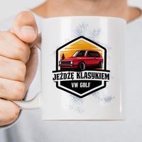 Kubek z nadrukiem - Jeżdżę klasykiem - VW Golf II