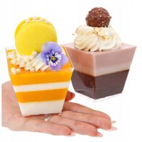 PUCHARKI do deserów finger food POJEMNIKI na DESERY piramida 50szt 210ml