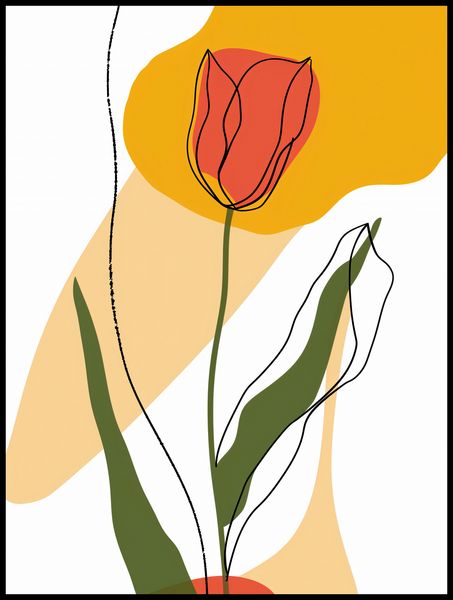 Plakat 75x100cm Przerysowany Tulipan zdjęcie 2