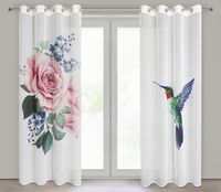 Zasłona gotowa na przelotkach LIA 140x260  biała wielokolorowa kwiat