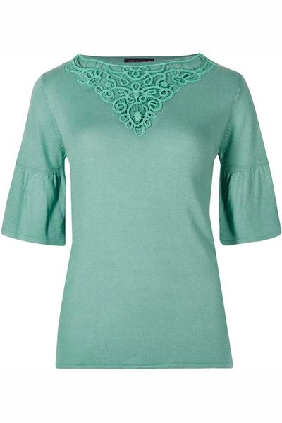 M&S Patynowa Bluzka Szydełkowy Dekolt - 34 / XS zdjęcie 1