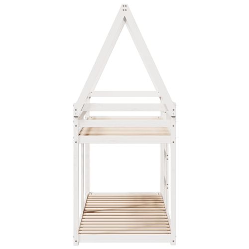 Łóżko z piętrem i daszkiem, białe, 90x200 cm, drewno sosnowe na Arena.pl