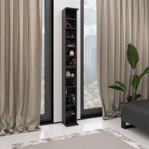 Regał na płyty CD/DVD 180 cm półki kolor czarny na Arena.pl