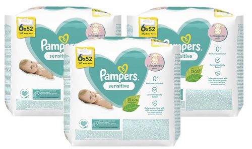 Chusteczki nawilżane Pampers Sensitive 3 x 312 szt. na Arena.pl