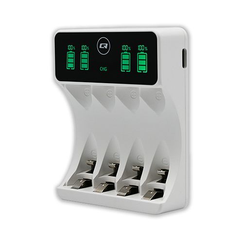 Qoltec Ładowarka Ni-MH R03 AAA R6 AA LCD USB-C Biała na Arena.pl