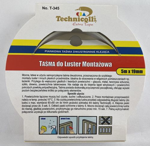 Taśma montażowa do luster Technicqll T-345 5m na Arena.pl