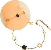 Bransoletka pozłacana stal chirurgiczna czarne elementy