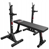 ZESTAW KSH076 STOJAKI (2SZT) TRENINGOWE DO WYCISKANIA + ŁAWKA SKŁADANA