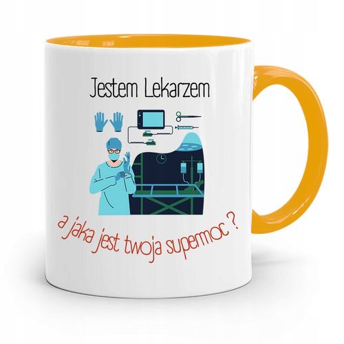 Kubek Żółty Dla Doktora Jestem Doktorem Prezent Z Nadrukiem Ze Zdjęciem na Arena.pl