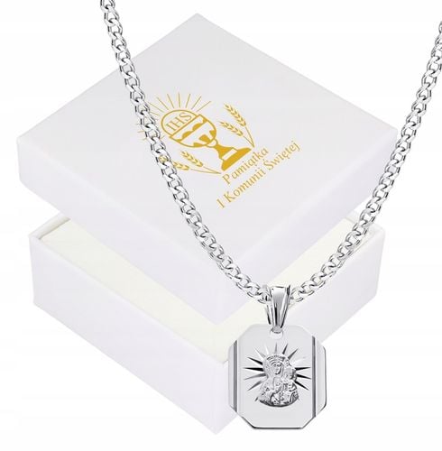 Medalik Komunijny Łańcuszek Srebrny Matka Boska do Komunii Chrztu Srebro na Arena.pl