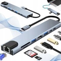 2X HUB ADAPTER UNIWERSALNY ROZDZIELACZ USB-C 8w1 CZYTNIK SD USB 3.0 AUDIO