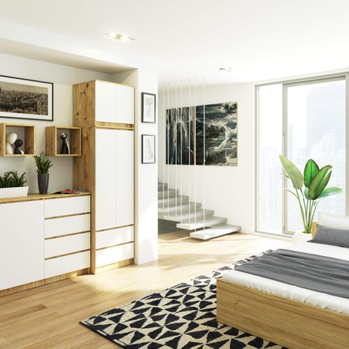 Nadstawka na szafę 60 cm - dąb artisan-biała - 2 drzwi na Arena.pl