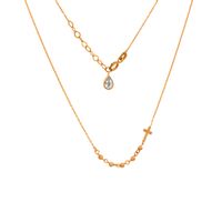 Złoty Naszyjnik Celebrytka Kulki Krzyżyk Cyrkonia