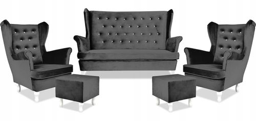 Zestaw wypoczynkowy mebli uszak Diana sofa fotele pufy Family Meble komplet na Arena.pl