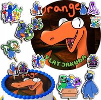 ZESTAW OPŁATEK NA TORT 20CM + TOPPERY PAPIEROWE - RAINBOW FRIENDS 15CM 18