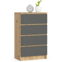 Komoda do sypialni, 4 szuflady, STILO, 60x40x99 cm, dąb | TYLETEGOTU