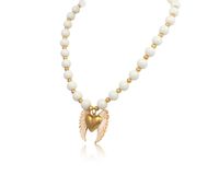 naszyjnik z agatów, z sercem i białymi skrzydłami (c23/kor/219/1au)