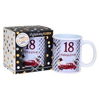 kubek na 18 urodziny dla mężczyzny (bordowe auto) 3309-ur11-18