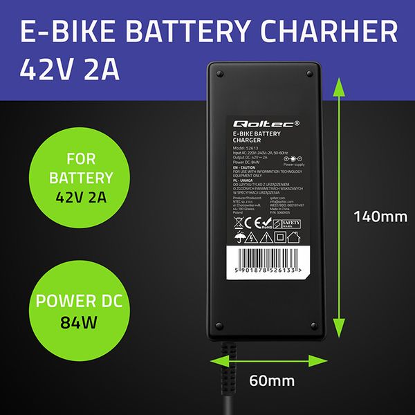 Ładowarka Qoltec do e-bike 42V 2A Bosch 3Pin zdjęcie 7