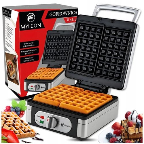 MOCNA GOFROWNICA MYLCON Z REGULACJĄ TEMPERATURY 2 DUŻE CHRUPIĄCE GOFRY na Arena.pl