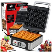 MOCNA GOFROWNICA MYLCON Z REGULACJĄ TEMPERATURY 2 DUŻE CHRUPIĄCE GOFRY