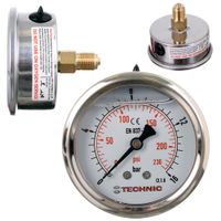 manometr glicerynowy ciśnieniomierz zegar 63mm 0-16 bar gwint 1/4” tylny