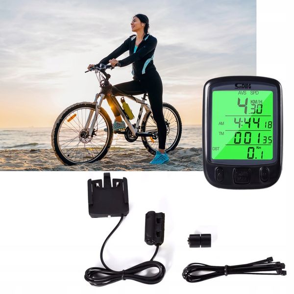 Licznik Rowerowy Na Rower Podświetlany Prędkościomierz Przewodowy + Uchwyt zdjęcie 10