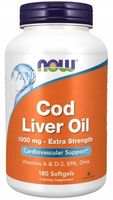 NOW Foods TRAN z WĄTROBY DORSZA 1000mg OMEGA-3 EPA DHA Wit A D-3 180softgel