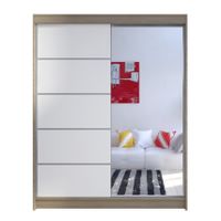 SZAFA PRZESUWNA Camino III z lustrem 150cm Wnękowa - SONOMA/BIAŁY