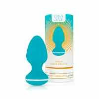 cala azul blanca - biały wibrujący korek analny, wodoodporny, usb