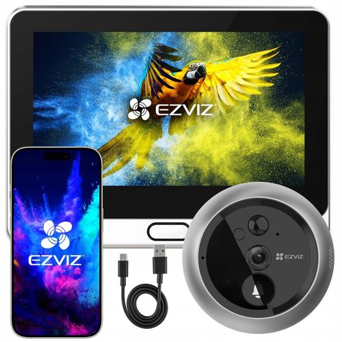 WIZJER ELEKTRONICZNY DO DRZWI JUDASZ CS-DP2 2K 3MPX PANEL DOTYKOWY EKRAN na Arena.pl