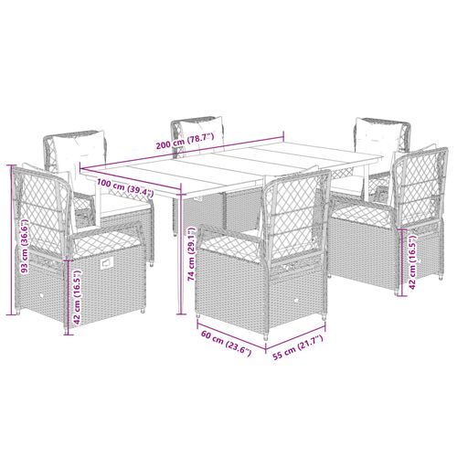 7-cz. zestaw mebli ogrodowych, z poduszkami, brązowy, rattan PE na Arena.pl