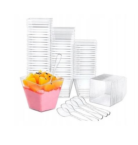 POJEMNIK PIRAMIDA PUCHARKI desery lody PRZEKĄSKI FINGERFOOD 150ml +ŁYŻECZKI na Arena.pl