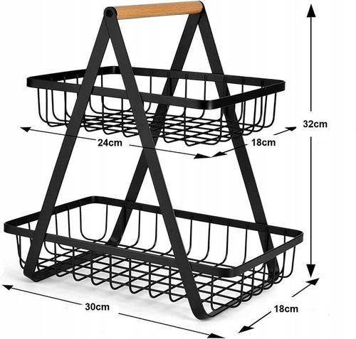 DWUPOZIOMOWY KOSZ NA OWOCE WARZYWA OZDOBNY METALOWY POJEMNIK PATERA na Arena.pl