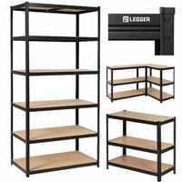 REGAŁ MAGAZYNOWY METALOWY 222x110x50 CM - CZARNY - UDŹWIG 1050 KG -