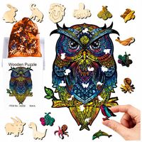 PUZZLE DREWNIANE SOWA Układanka dla Dzieci Wooden Dwustronne ŁATWE 177 EL