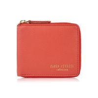 portfel damski skórzany mały pomarańczowy w orientacji poziomej